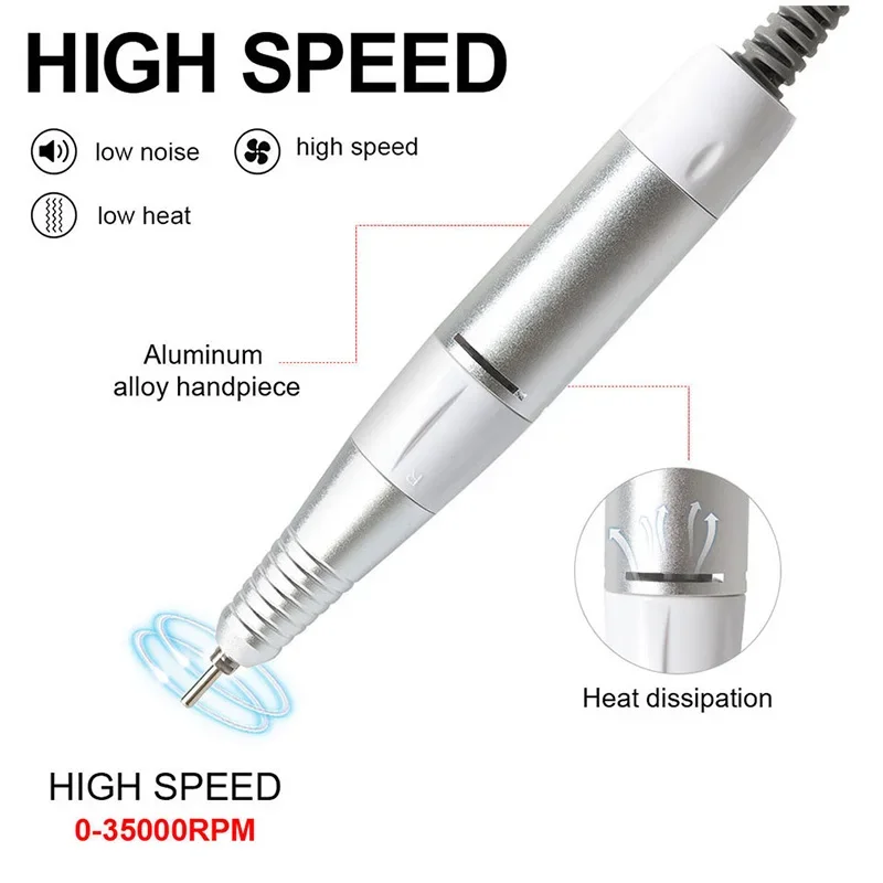 Electric Nail Drill Pen 5-pin Plug Professional Nail Drill Accessories Handle File Sharpener Manicure Pedicure Tools Portable