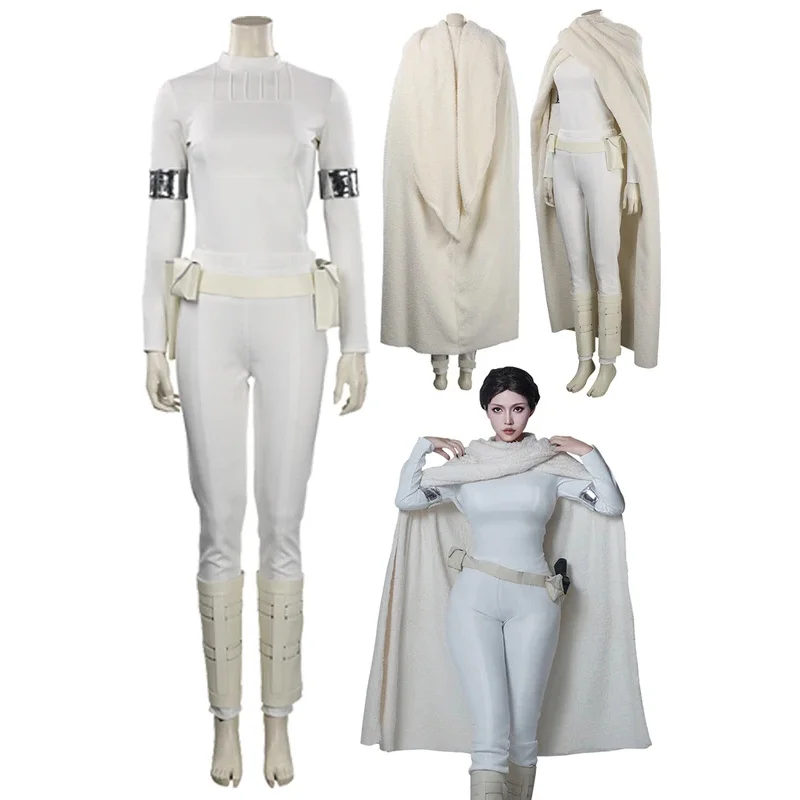 

Padme Cosplay Role Play Cloak Battle Suit Movie Space Battle Costume Adult Women Roleplay Female Fancy Dress Up Party Clothes