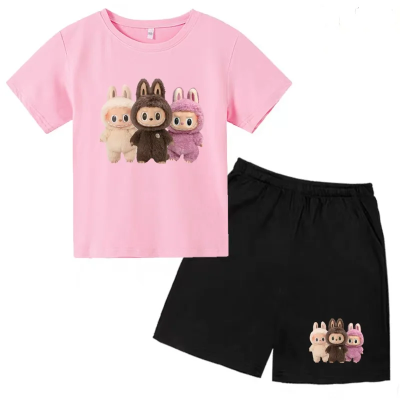 

Kids Summer Pretty Girl Trend Clothing T-shirt Boy Girl Gift 3-12 Years Short-sleeved+Shorts Two-piece Casual Jogging Sports Set