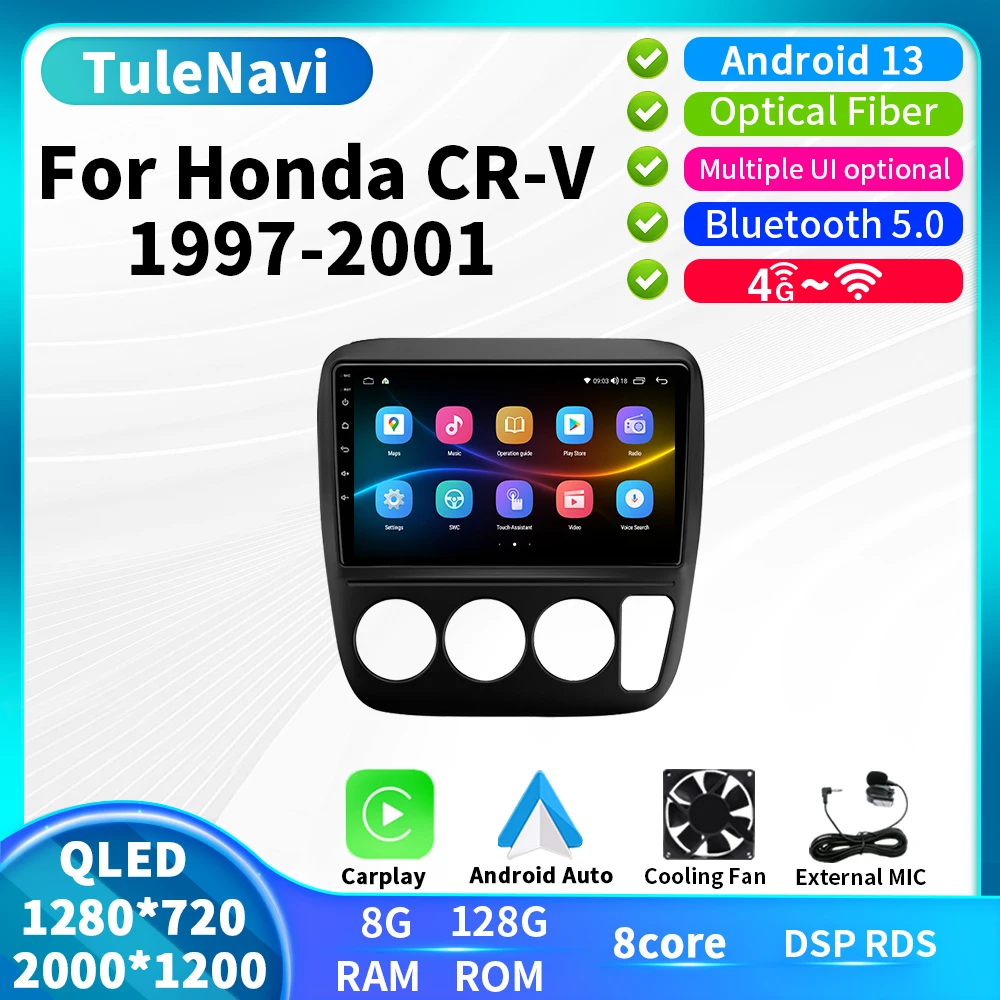 2K Screen Carplay Android Auto For Honda CRV CR-V 1997 1998 1999 2000 2001 Car Radio GPS Multimedia Player Navigation DSP WIFI