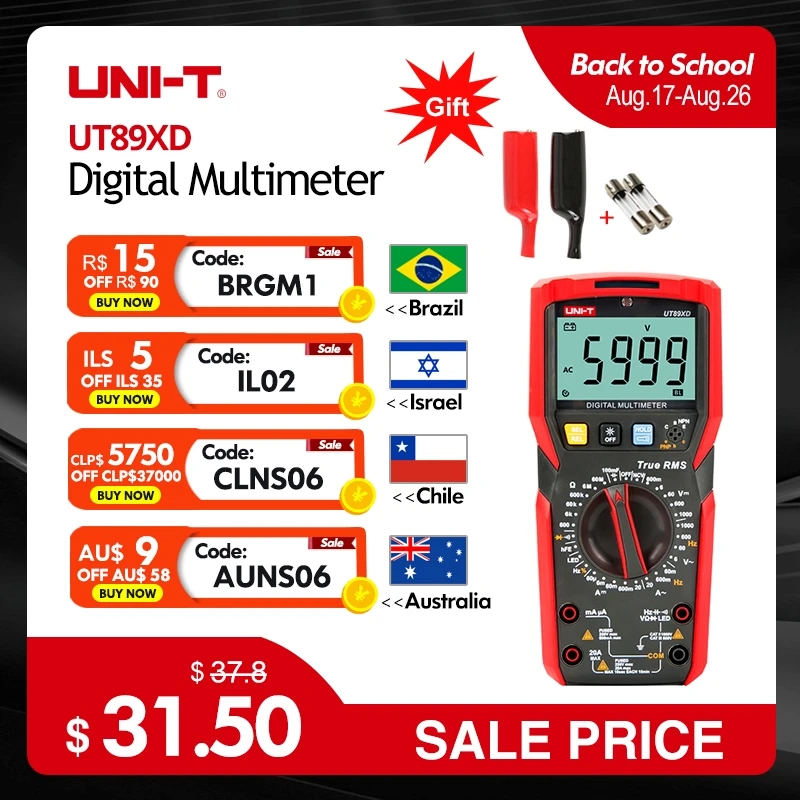 UNI-T ut89xd ut89x verdadeiro rms multímetro digital profissional testador elétrico ncv diodo temperatura triodo medidor de capacitância