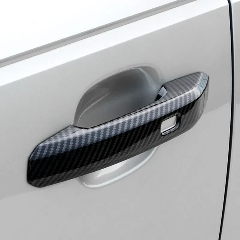 

For Audi A4 B9 2017-2021 LHD Car Styling Door Handle Decoration Frame Cover Carbon Fiber Color Door Knob Trim Auto Accessories
