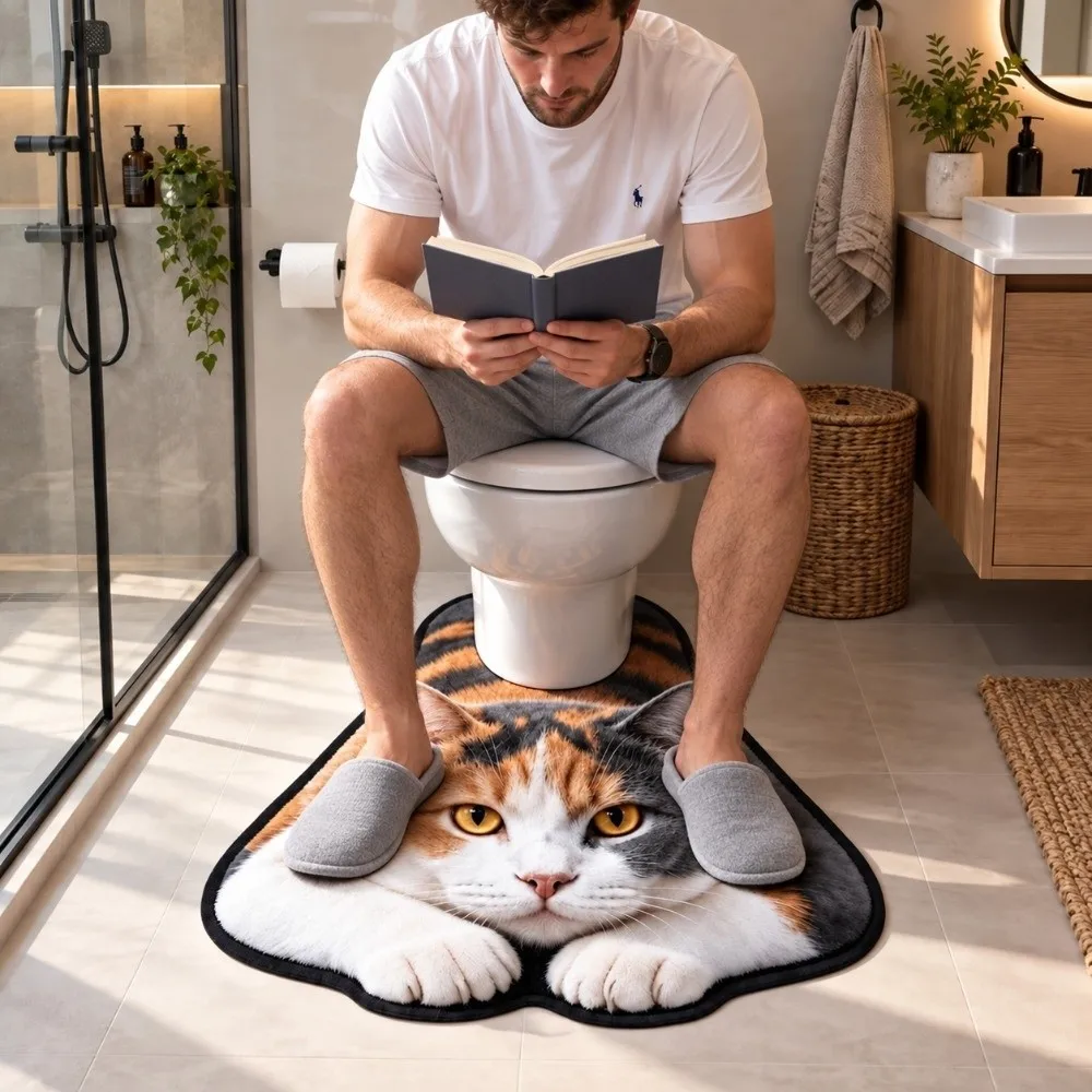 40×50CM 50×60CM Lifelike Animal Toilet Floor Mat Non-slip Water-absorbing Toilet Rug Washable Diatomaceous Earth
