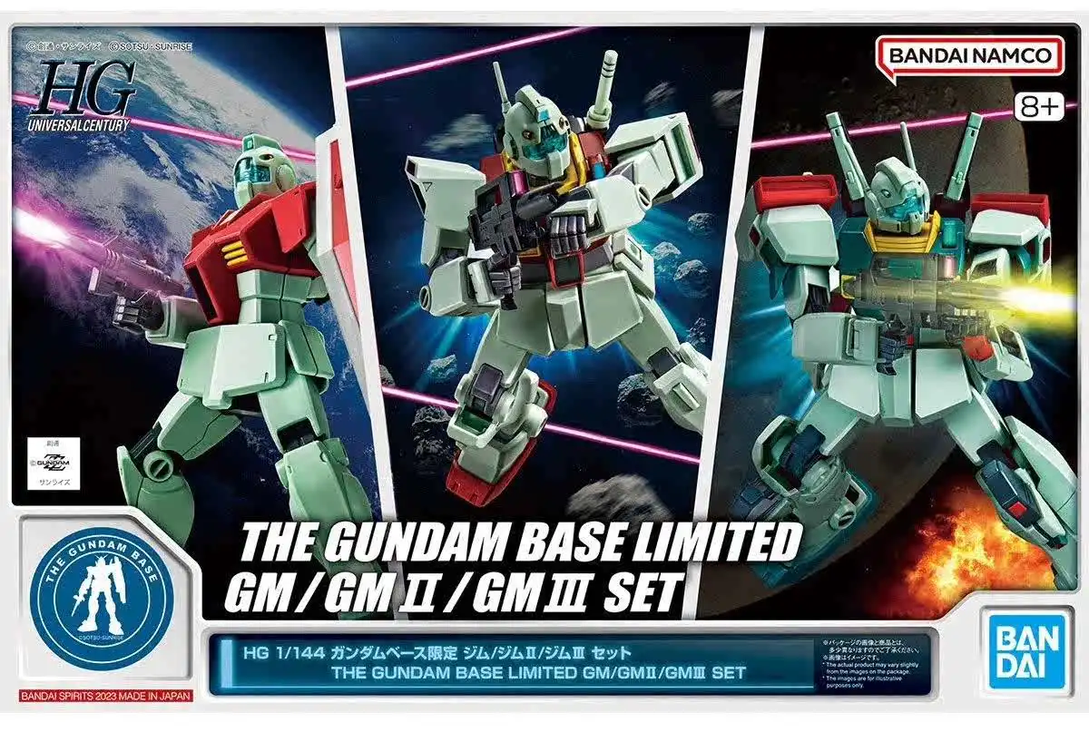 Bandai Genuine Gundam HGUC Series Model Garage Kit 1/144 Anime Figure THE GUNDAM BASE LIMITED GM GM2 GM3 SET Boy Action Toy