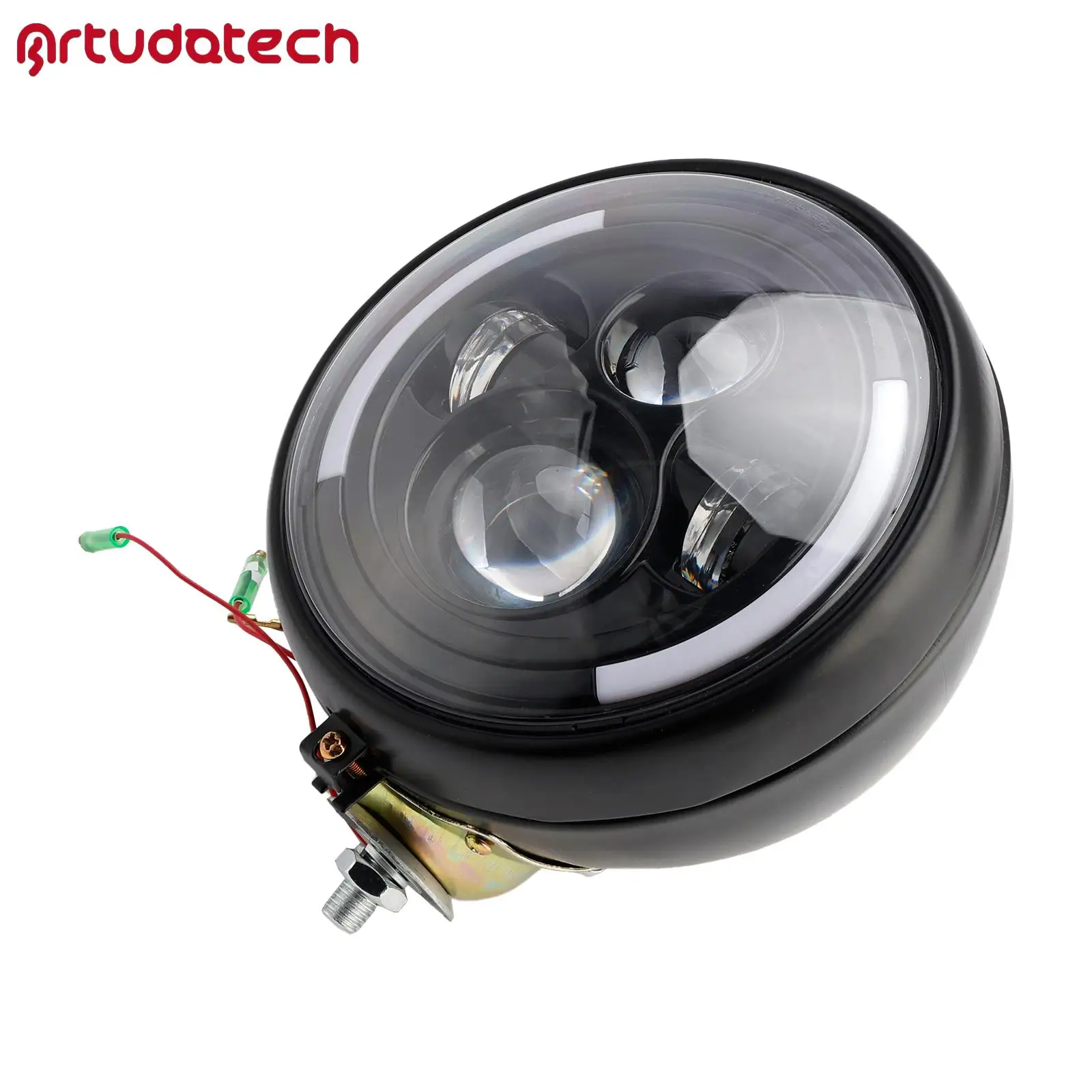 

Multifunctional Beam Headlight Lamp Custom Black #84 for Racer Bobber Chopper