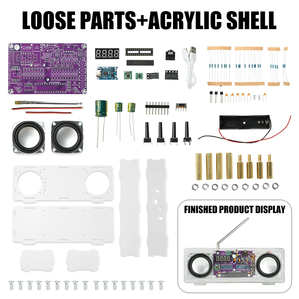 

Digital FM Radio DIY Kit with LCD Display 87.5-108MHz Frequency Range & Type-C Charging Electronic Welding Module