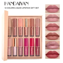 12pcs Liquid Lipstick Set Matte Waterproof Lip Gloss Long Lasting Velvet Lip Tint No-stick Cup Korean Makeup Cosmetics