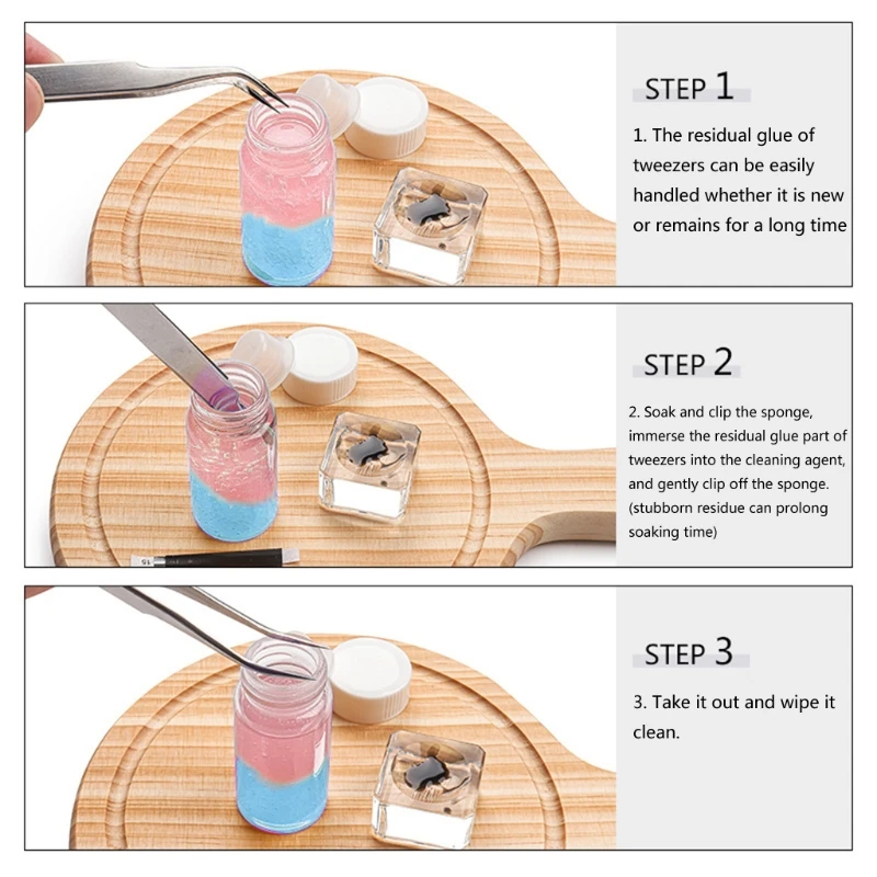 Pinzette per extension ciglia 15/30ml Detergente per rimozione colla con spugna Dropship