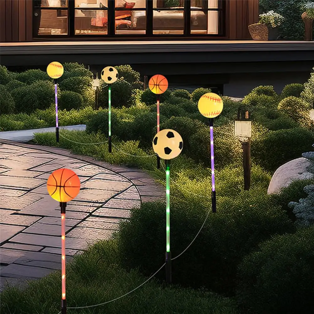 

Solar Walkway Solar Landscape Lights Solar Soccer Light Outdoor with 8 Color Modes Waterproof Football Garden Stake Lamp Led