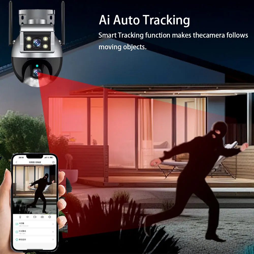 Tuya 8MP 4K Dual Lens Wifi PTZ Camera Outdoor 2 Way Audio CCTV Security Surveillance Camera Auto Tracking IP Cam Smart Life