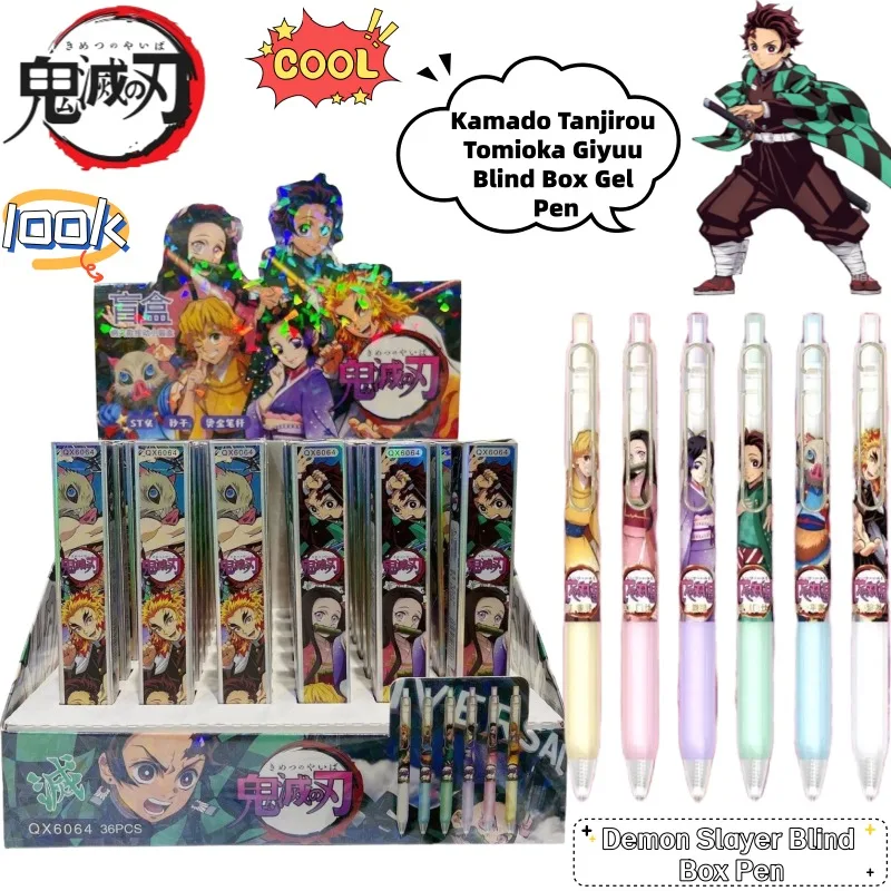

Demon Slayer Kamado Tanjirou Tomioka Giyuu Вторичная креативная глухая коробка гелевая ручка мультяшная анимация периферийные устройства черная ручка для вывески подарок