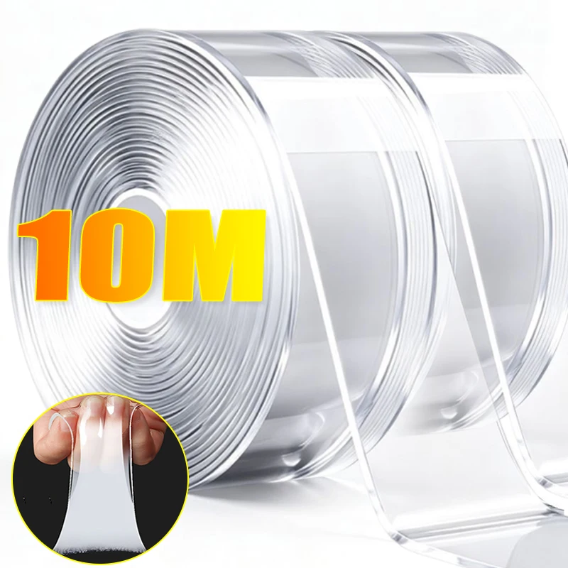 1/2/3/5cm Width Nano Double Sided Adhesive Tape, Heavy Duty Clear Waterproof Traceless Removable Strong Mounting Tape for Home