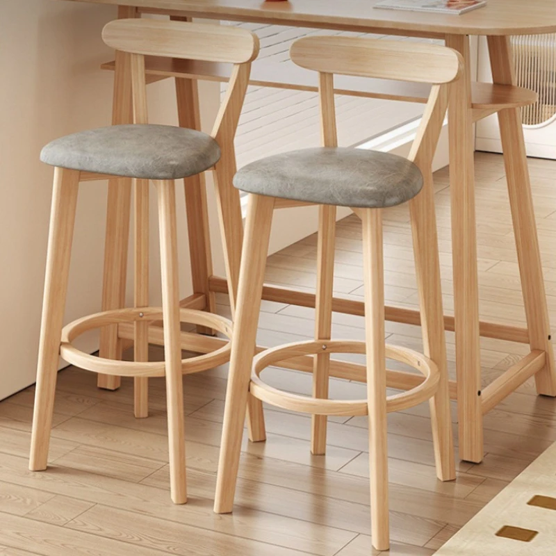 

Solid Wood Bar Counter Chair, High Stool, Milk Tea Shop, Coffee Balcony Bar Chair, Internet Famous Front Desk Bar Chairs