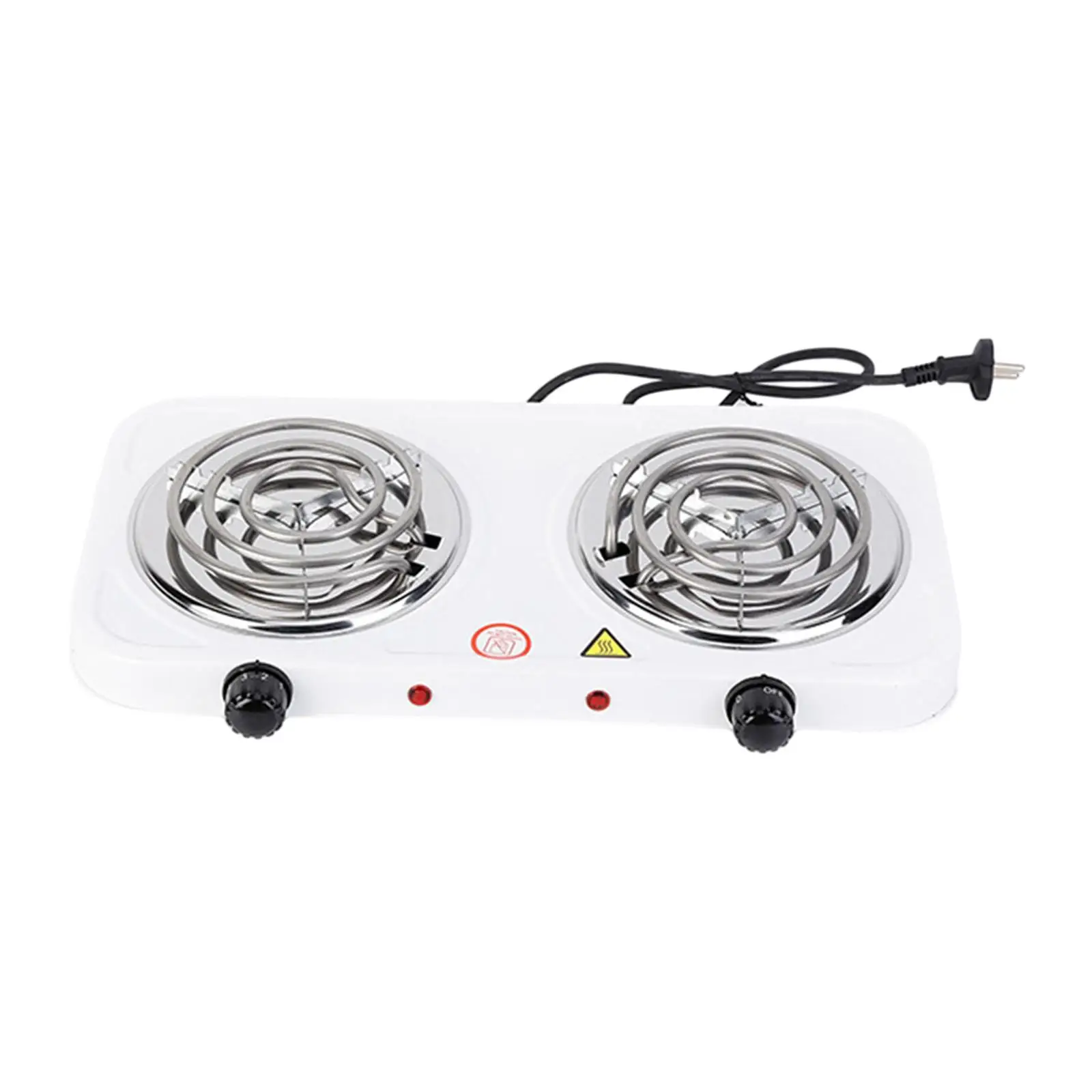 Countertop Coiled Burner Adjustable Temperature Hot Plate Easy to Clean Home Outdoor with Power Indicator Lights 2000W Compact