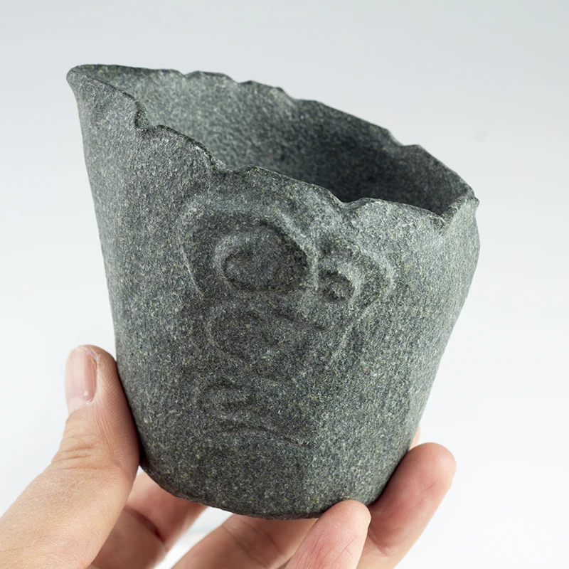 Tea Pitcher Natural Granite Hand Carved Chinese Tea Ceremony Cup Oriental Zen Home Office Decor Ideal Tea Lover Gift 200ml