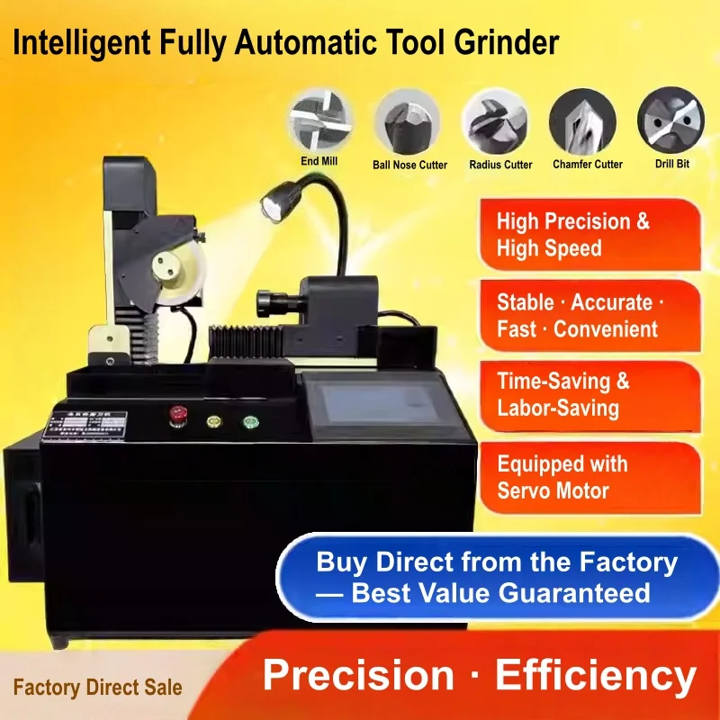 Fully Automatic Grinding Machine Tool Sharpener with Grinding Wheel for 2 3 4 Flute Alloy Ball Nose Tungsten Carbide Cutters