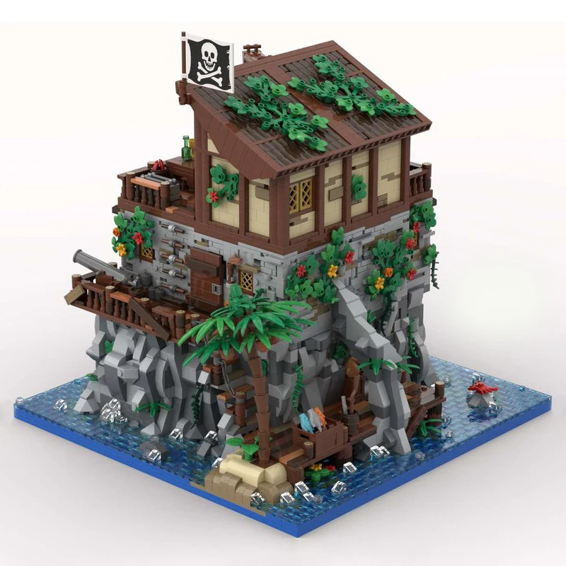 5887PCS Moc Klocki konstrukcyjne Pirate's Bay Piracka wyspa czaszki z domem Redbeards DIY Klocki konstrukcyjne Zabawki Kreatywny prezent dla dzieci