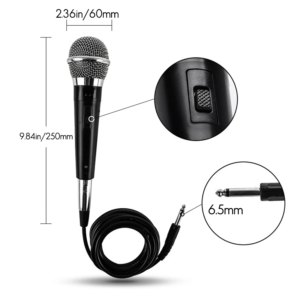 Karaoke Microphone MIC Handheld Dynamic Wired Dynamic Microphone Clear Voice for Karaoke Vocal Music Performanc