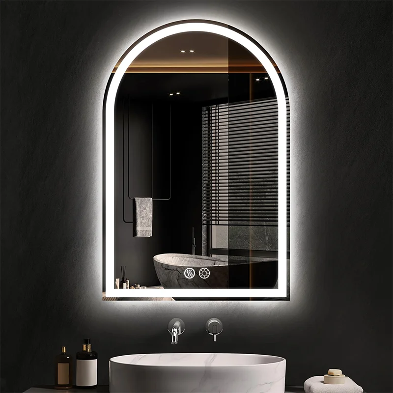 

Зеркало для ванной с LED-подсветкой, 24x16 дюймов, настенное, с защитой от запотевания, сенсорное управление, регулировка яркости, для ванной комнаты