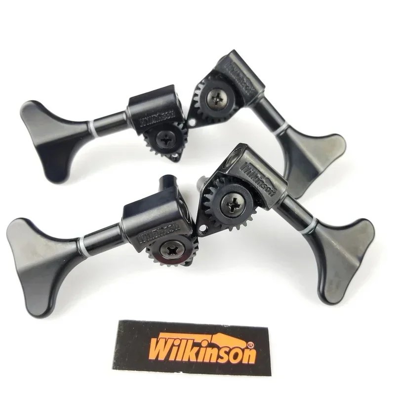 Wilkinson WJB-750 Black Electric Bass Guitar Machine Heads Open Gear Tuners - Pack of 4 Guitar Tuning Pegs