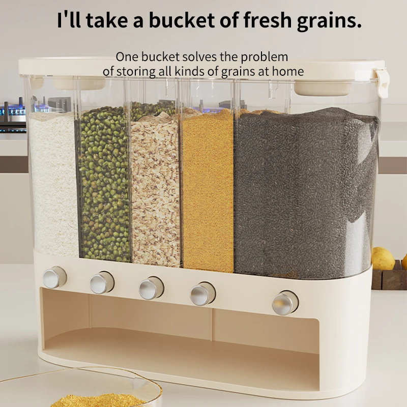 Top Rated Travel Multi Slot Grain Storage Container Airtight Lid Transparent Kitchen Cabinet Cereal Bean Holder