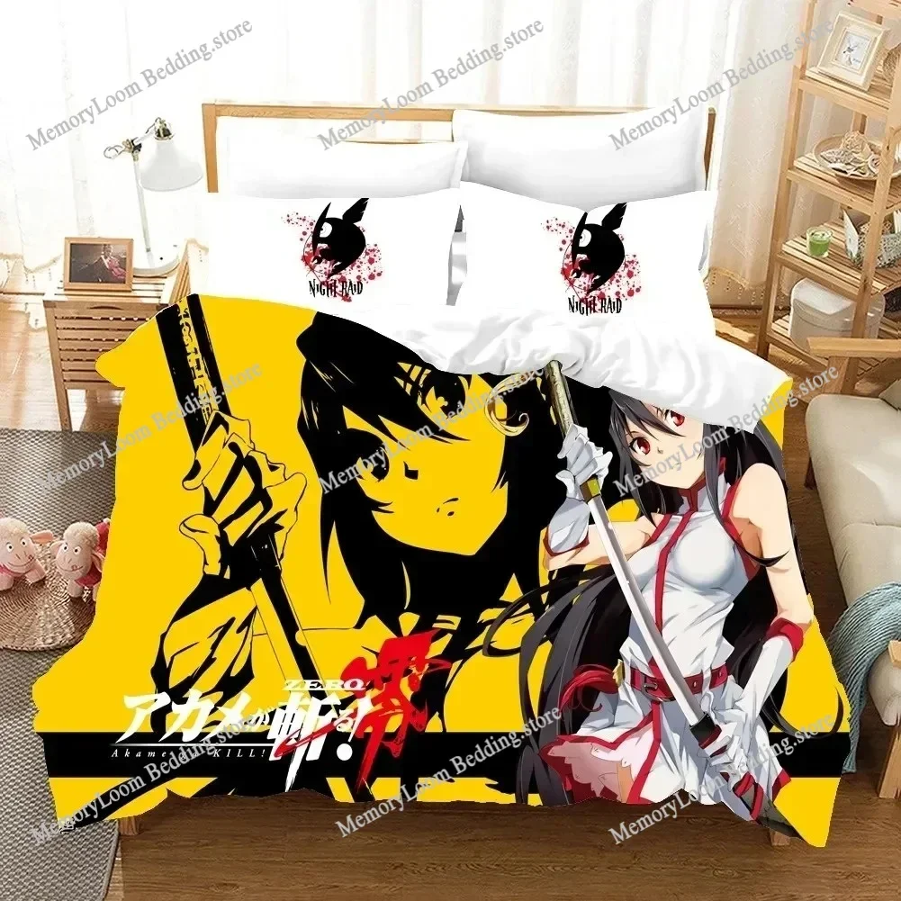 3D Printed Anime Akame ga KILL Bedding Set Boys Girls Twin Queen Size Duvet Cover Pillowcase Bed Kids Adult Home Textileextile