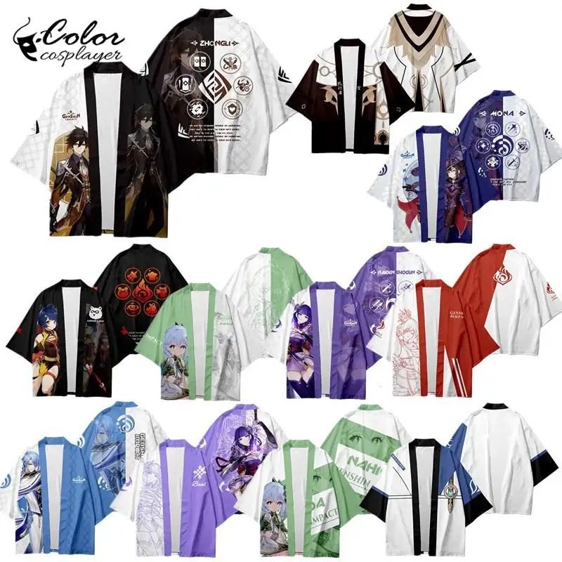 Genshin Impact Cloak Hu Tao Beelzebul Cosplay Costume Game Anime Loose Haori 3D Printing Tops Kamisato Ayato Adult Outfit