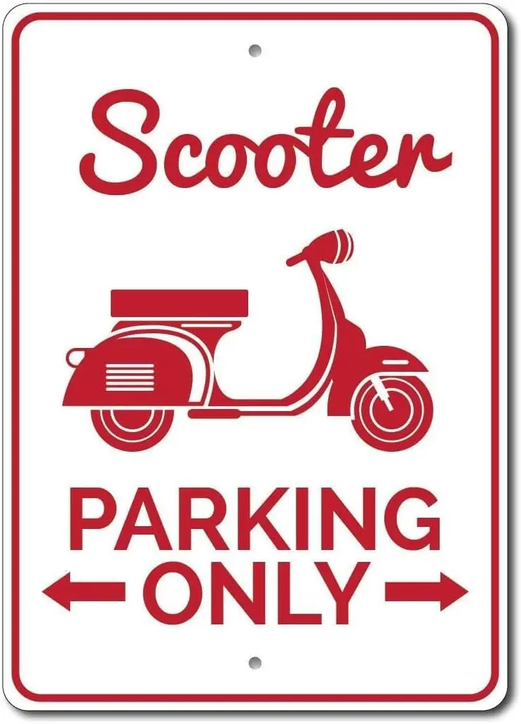 Scooter Parking Sign, Scooter Sign, Scooter Tin Sign for Scooter Rider, Moped Sign｜Vintage Wall Decor Aluminium Sign 8