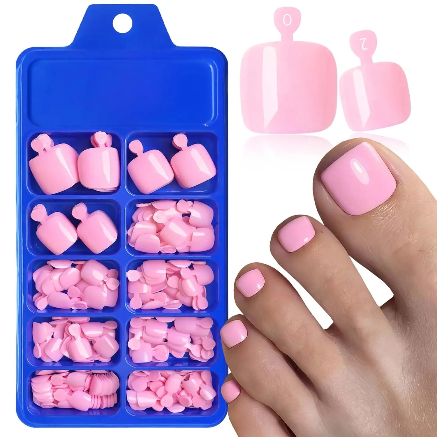 

100Pcs Light Purple Press On Toenails Square Acrylic Fake Toe Nails Kit