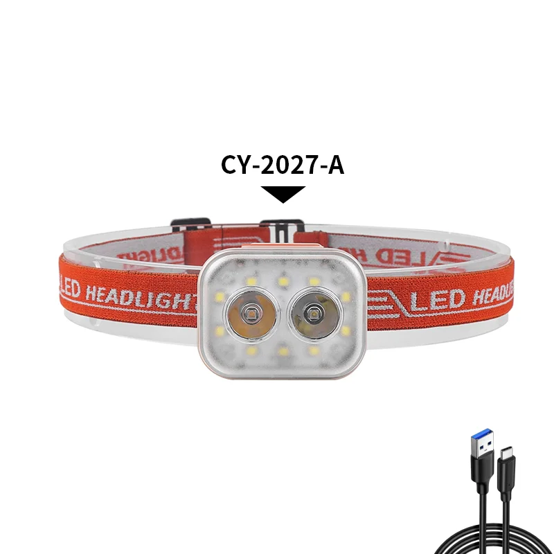 Superheldere oplaadbare koplamp met lange batterijduur, 7 snelheden voor nachtvissen, buiten, sterk licht, vissen, campingkoplamp