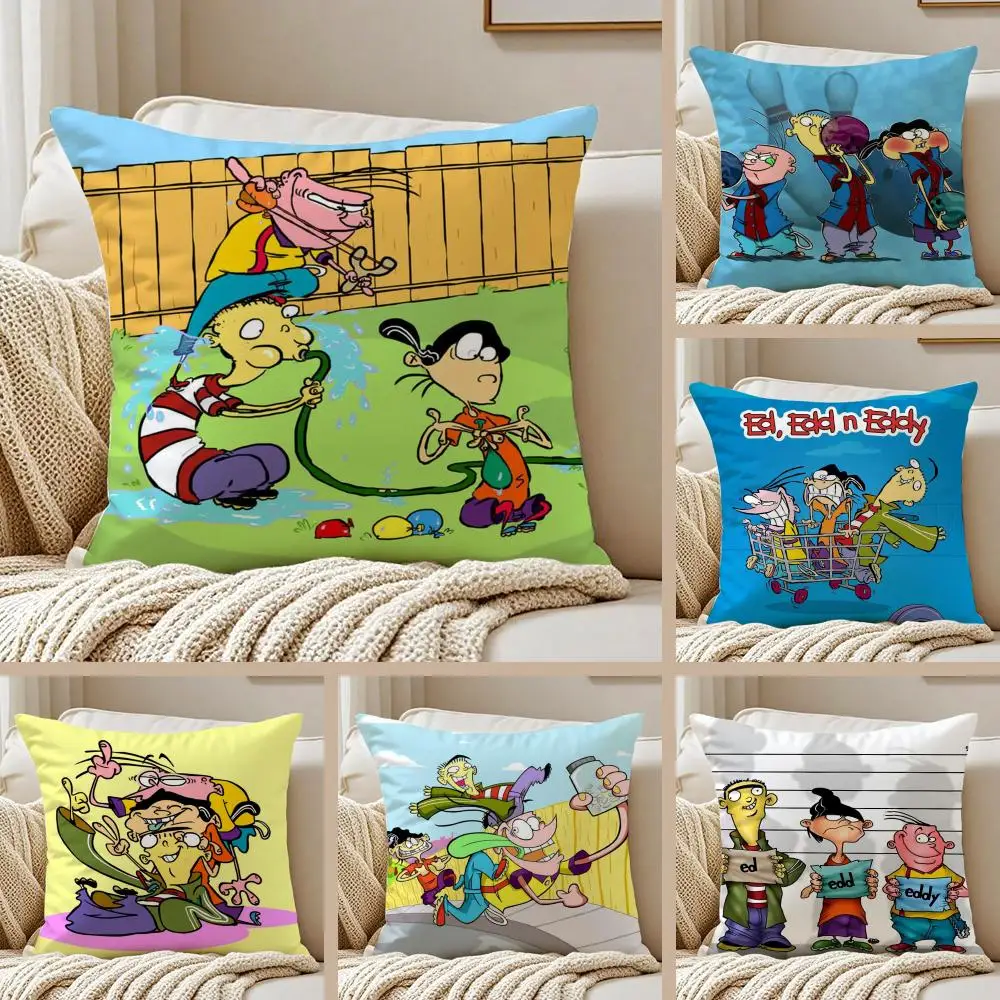 E-Ed Edd N Eddy Cushion Cover Silky Short Plush Double-Sided Printed Pillow Case for Sofa All Seasons Home Decor Gift