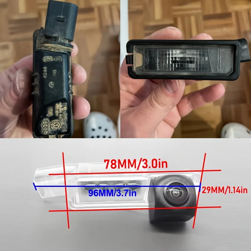 HD Vehicle Reverse Backup Camera for V-w Golf 6/7 Passat CC B7/B8 Beetle Lamando T-Roc, Night Vision, No Battery Required