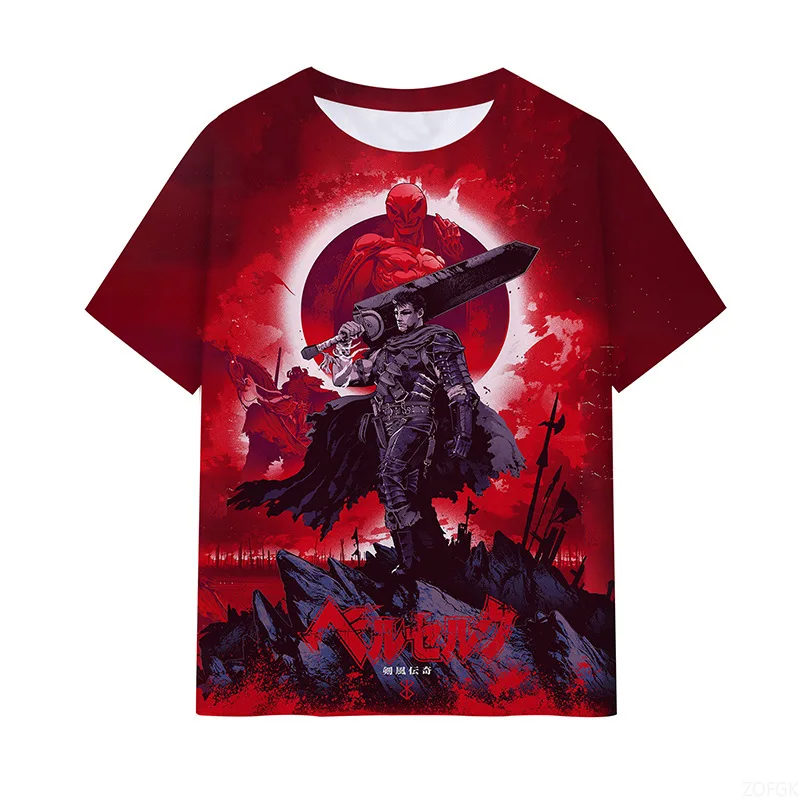 

Футболка с 3D принтом аниме «Берсерк» для мужчин и женщин, футболки в стиле хип-хоп, летние топы с круглым вырезом и короткими рукавами, детские футболки в стиле Харадзюку, мужская одежда