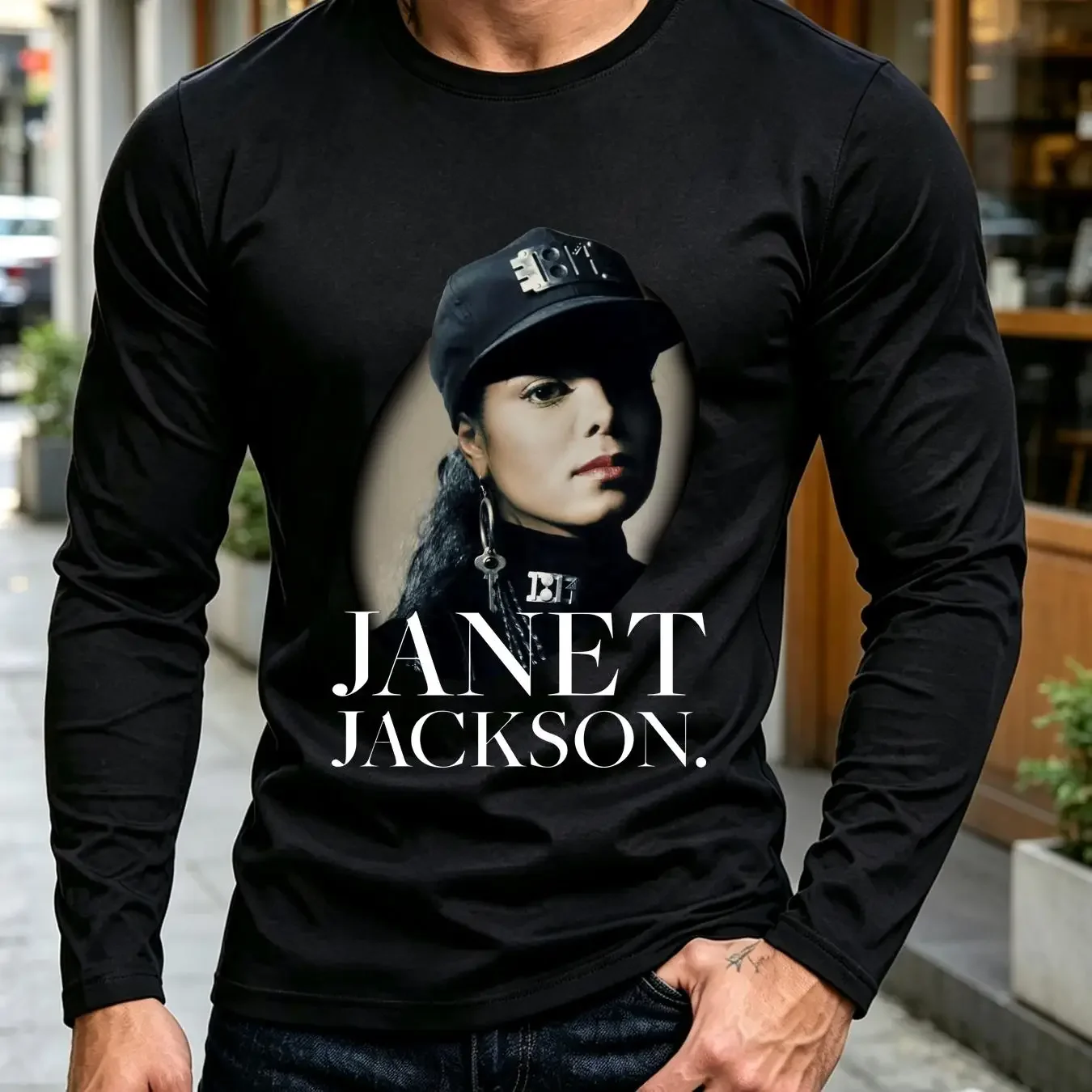 washed T Shirt Hot Janet Jackson Rhythm Nation Men All Size 1N394 long or short sleeves vintage Washed Top For Everyday Wear view 3