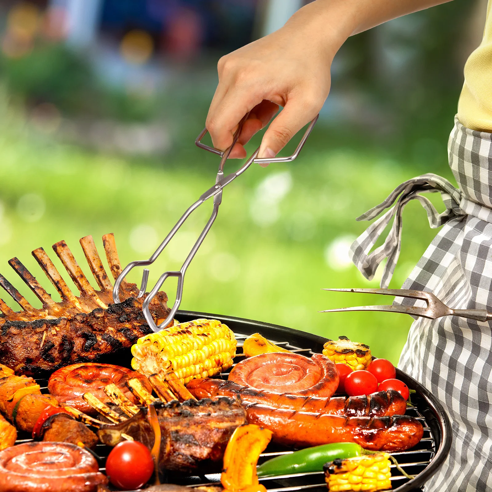 

2Pcs Electroplated Food Tongs Rustproof Bbq Clip Set High Temperature Resistant Easy Grip for Outdoor Cooking and Serving Silver