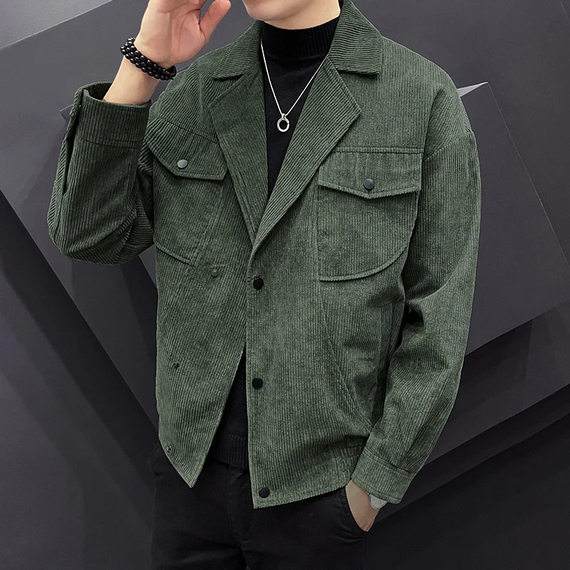

Autumn Men's Long Sleeve Jacket Casual Slim Fit Tooling Skinny Fashion Corduroy Jacket