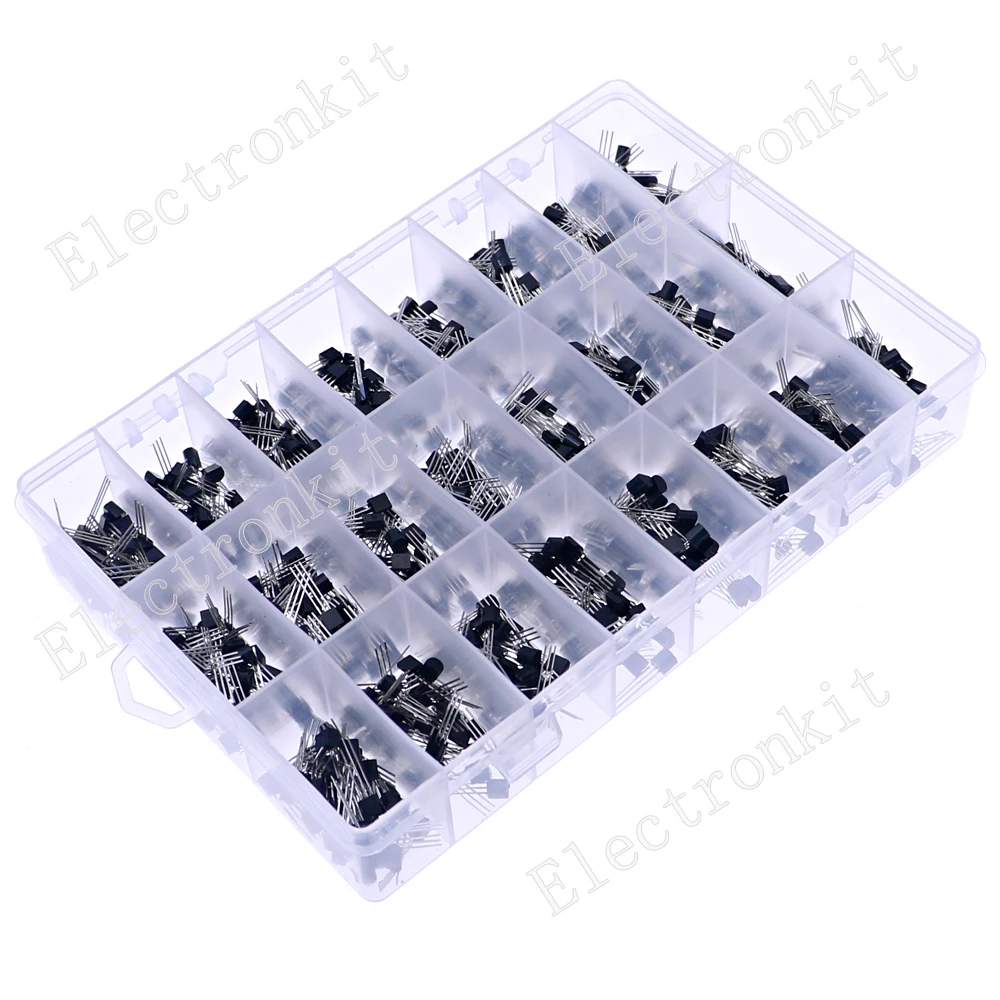 840pcs/Box 24Values TO-92 Transistor Assortment Kit BC327 BC337 BC547 S8050 S9014 2N2222 3904 3906 C945 PNP/NPN transistors pack