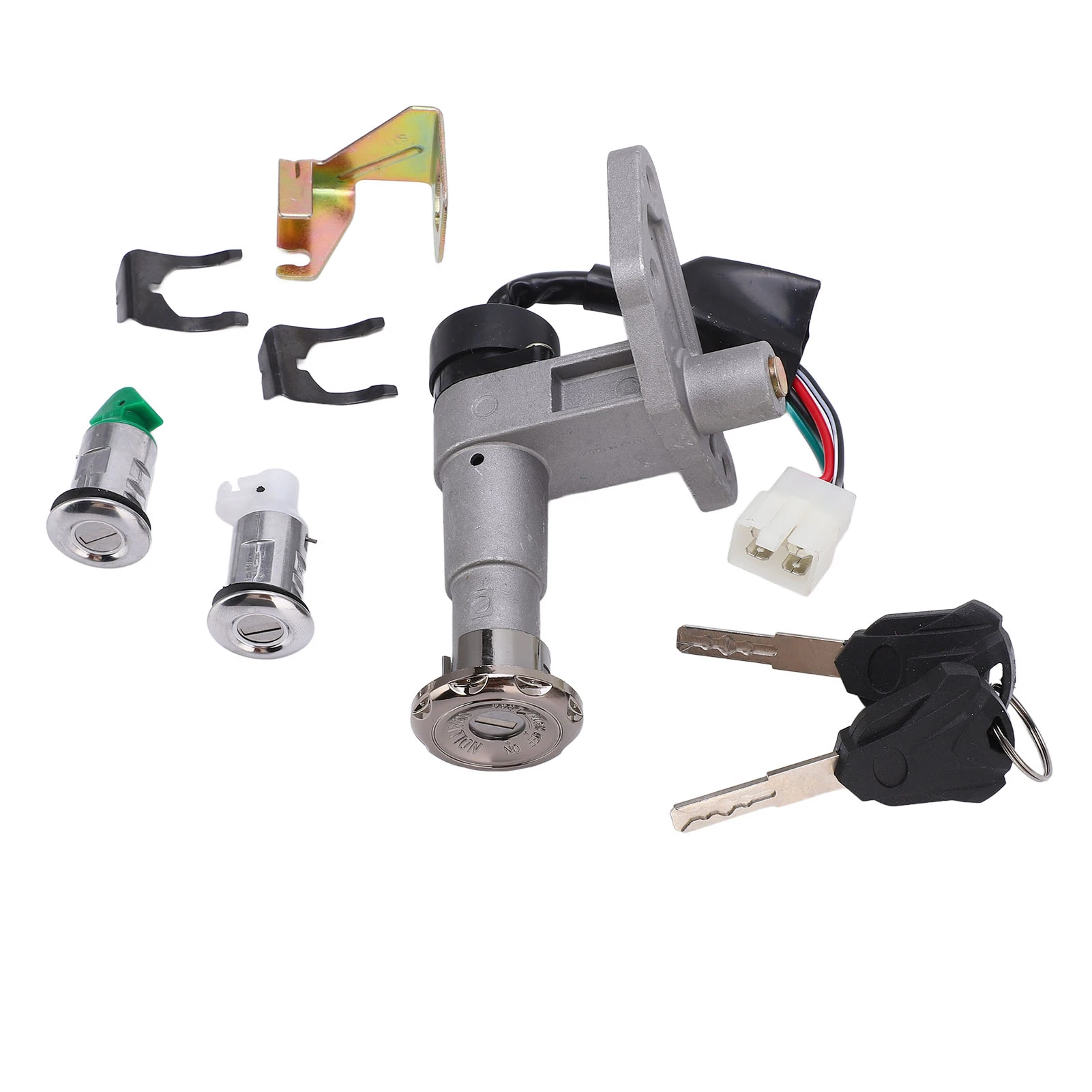Scooter Ignition Switch Seat Lock Key Set 4 Wires Metal Alloy Universal for GY6 4 Stroke 150cc Scooter Moped