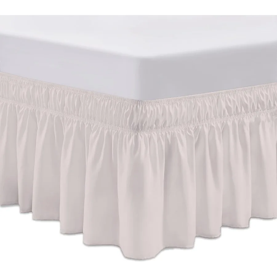 

18 inch Drop Wraparound Bed Skirt for King Size Beds with No Lifting Required Adjustable Easy Fit Elastic Straps Classic Gather