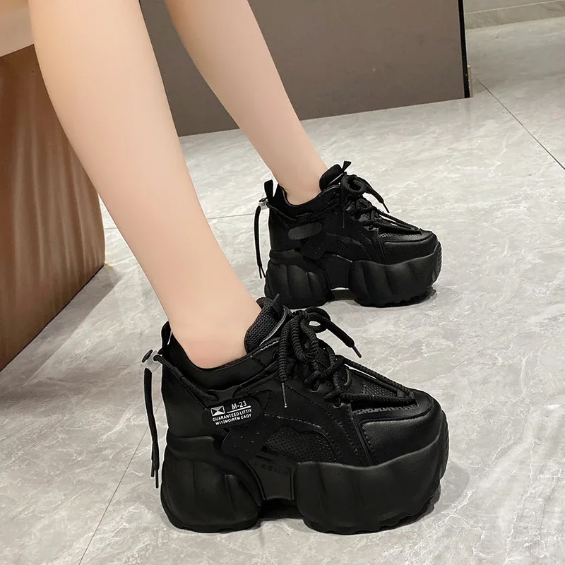 Cuculus High Flat Platform 10cm Height Increasing Casual Shoes Woman Spring New Hidden Wedge Sneakers Female Vulcanize Shoes