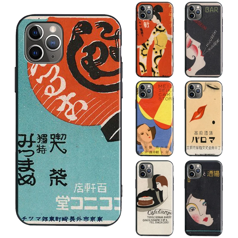 Japanese Matchbox Art TPU Case For iPhone 12 13 15 16 Pro Max mini X XR XS Max Plus 11 14 15 16 Pro Max Cover