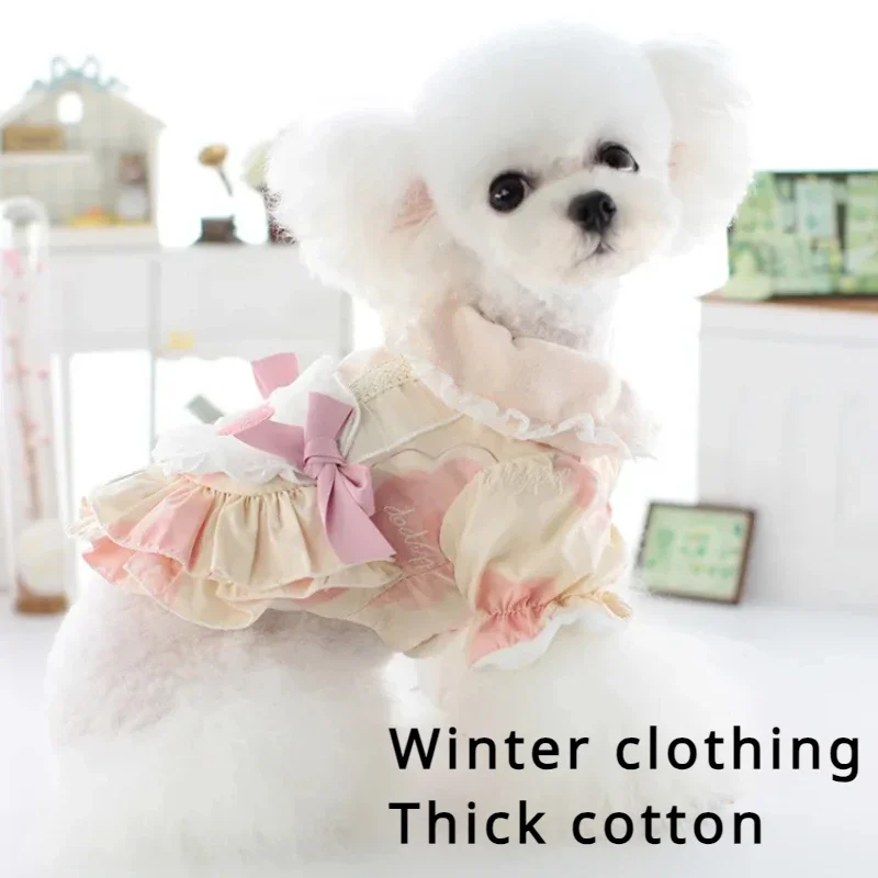 

Princess Style Dog Clothes, Strawberry Lolita Skirt, Bichon, Teddy, Cute, Warm, Autumn and Winter