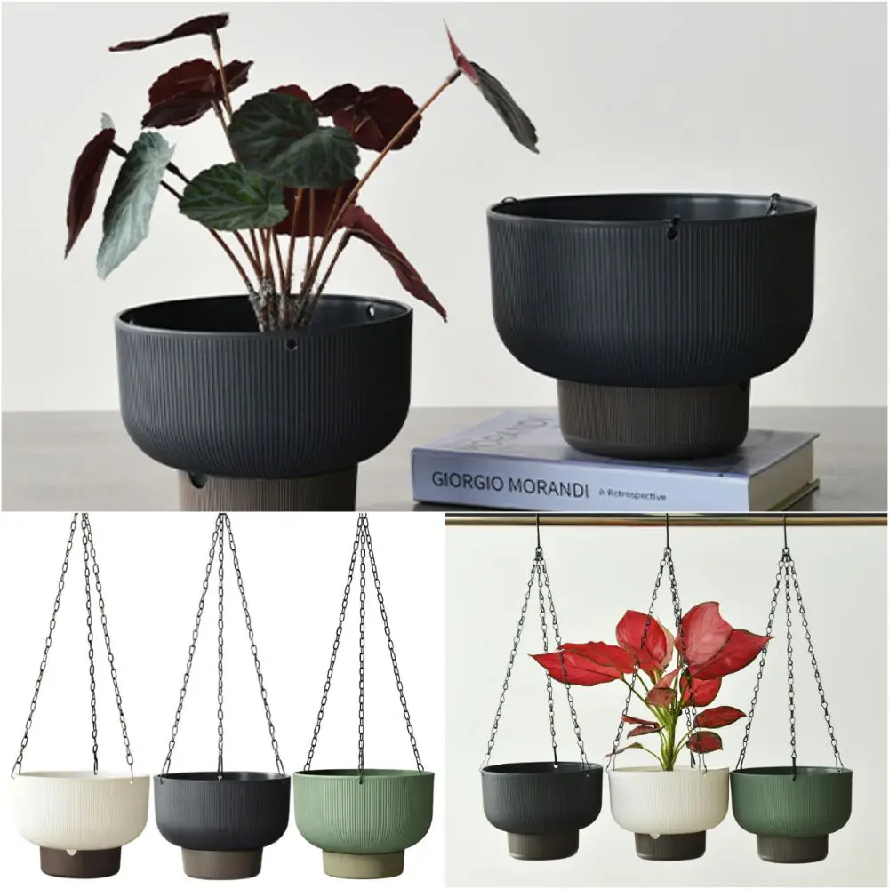 Self Watering Hanging Flower Pots Detachable Base Thickened Hanger Plant Basket Drainage Chain Hooks Planter Hanging Plants