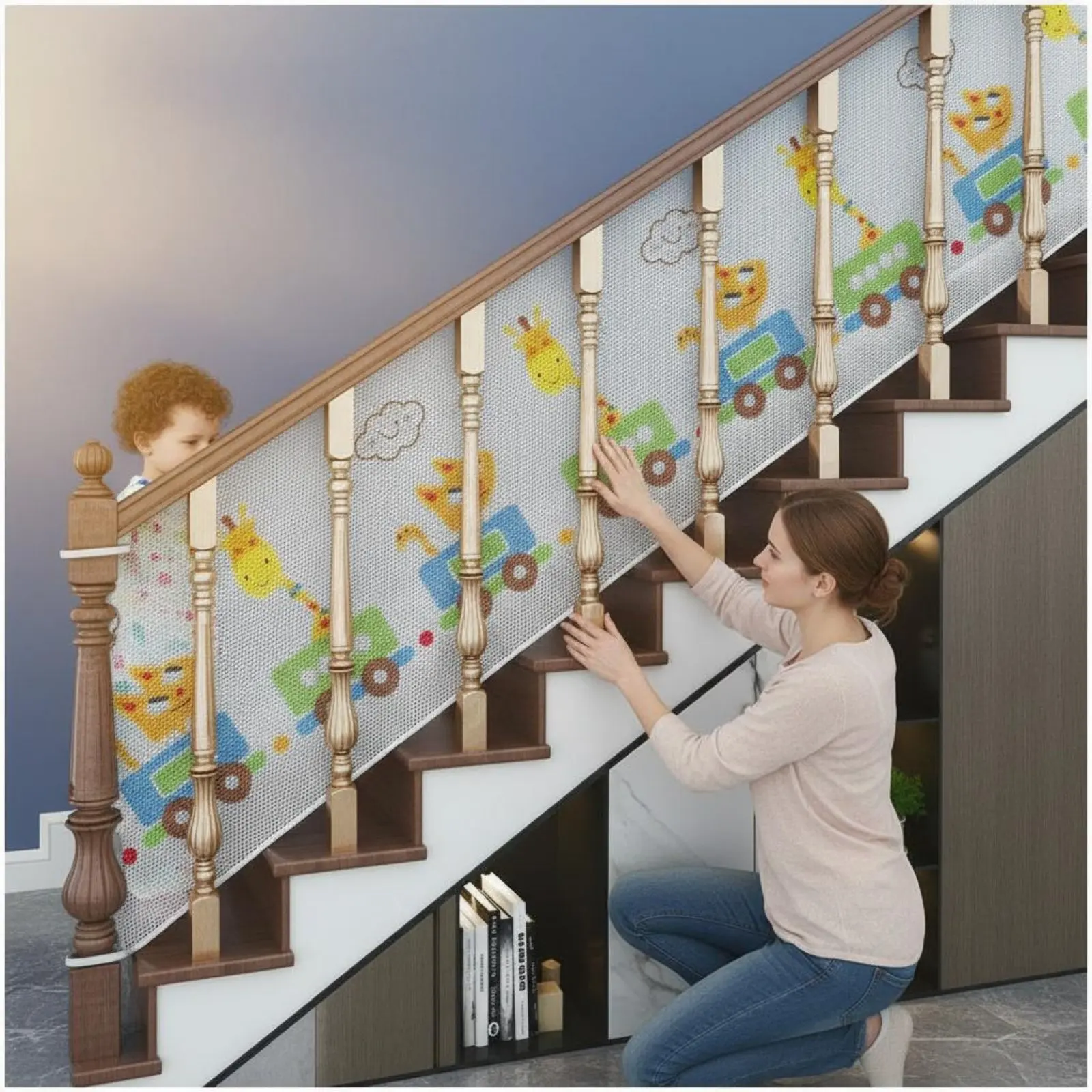 2 M Balcony Protective Mesh Custom Size Stair Protective Mesh Thickened Colorful for Stairs, Window