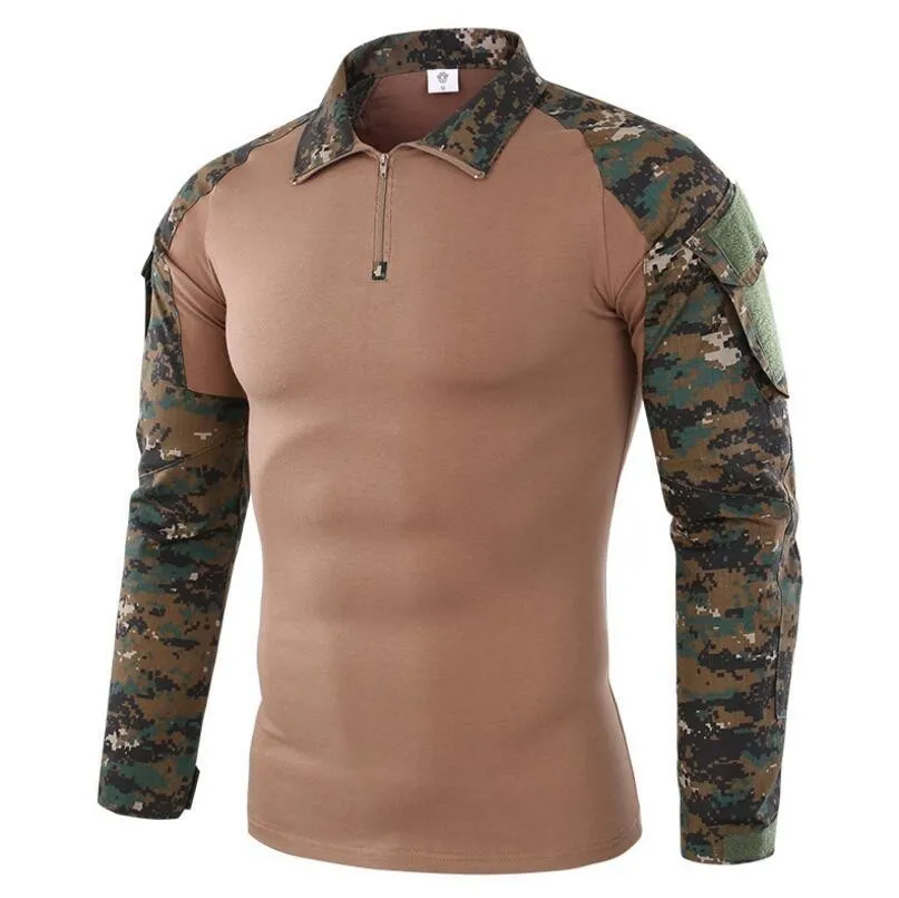 

3XL Outdoor Sports Camo Long Sleeve Uniform Tops Army Fans Hunting Camping Training Breathable Tactical Military Clothes Shirt