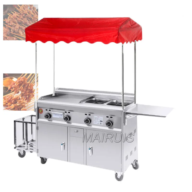 Multi-Function Gas Grill Machine Griddles Frying Machine Stainless Steel Teppanyaki Equipment Squid Fryer