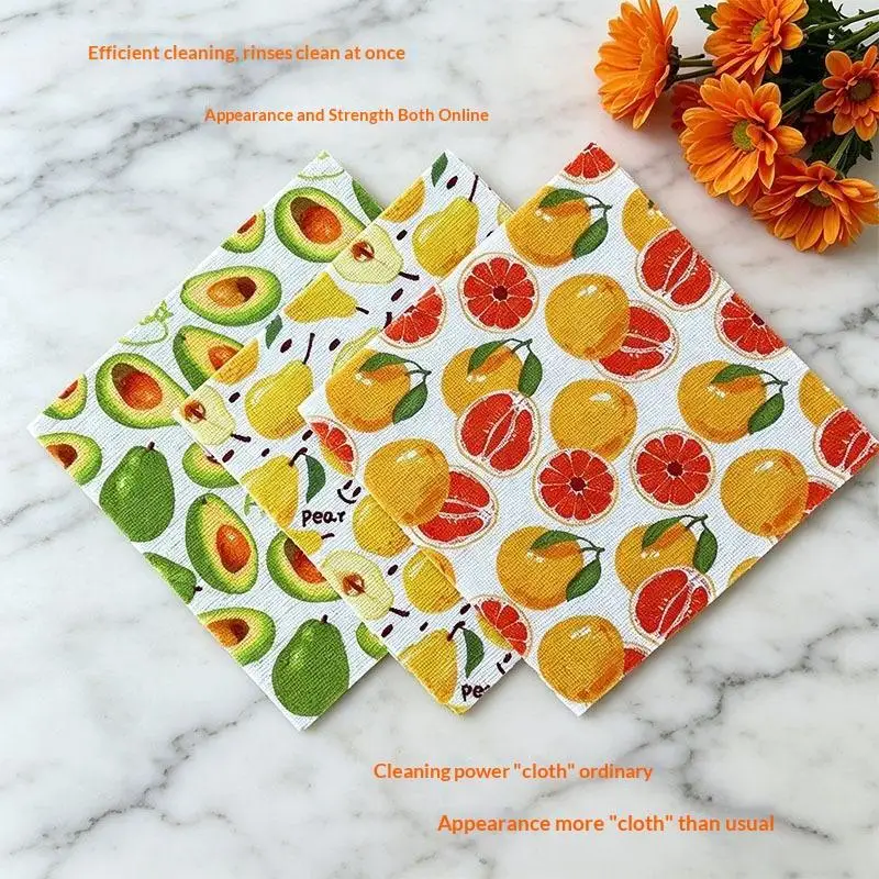 Reusable Non Woven Kitchen Cleaning Cloths With High Water Absorption Cute Prints For Dish Wiping Daily Home Use