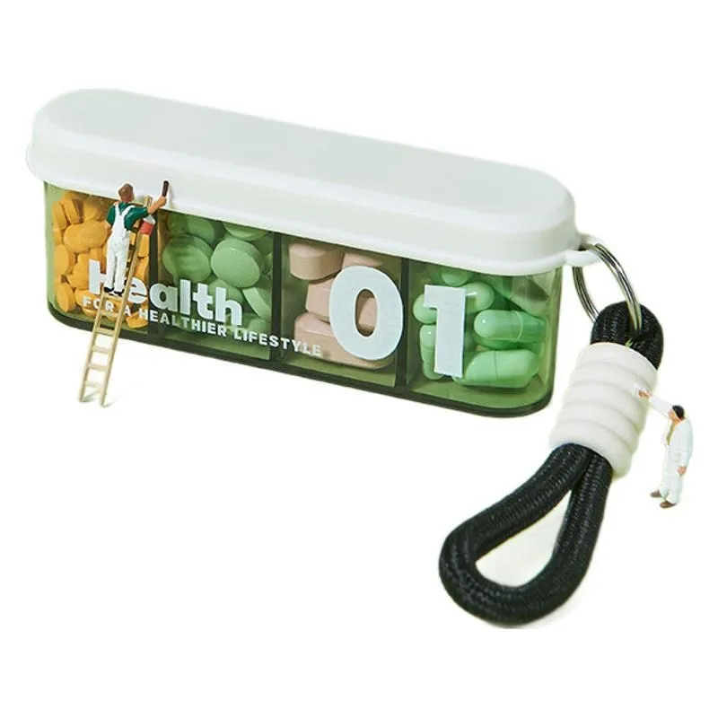 

New Model 4 Grids Pill Organizer Portable Mini Medicine Pill Case Sealed Moisture-proof Large Capacity Pill Storage Box
