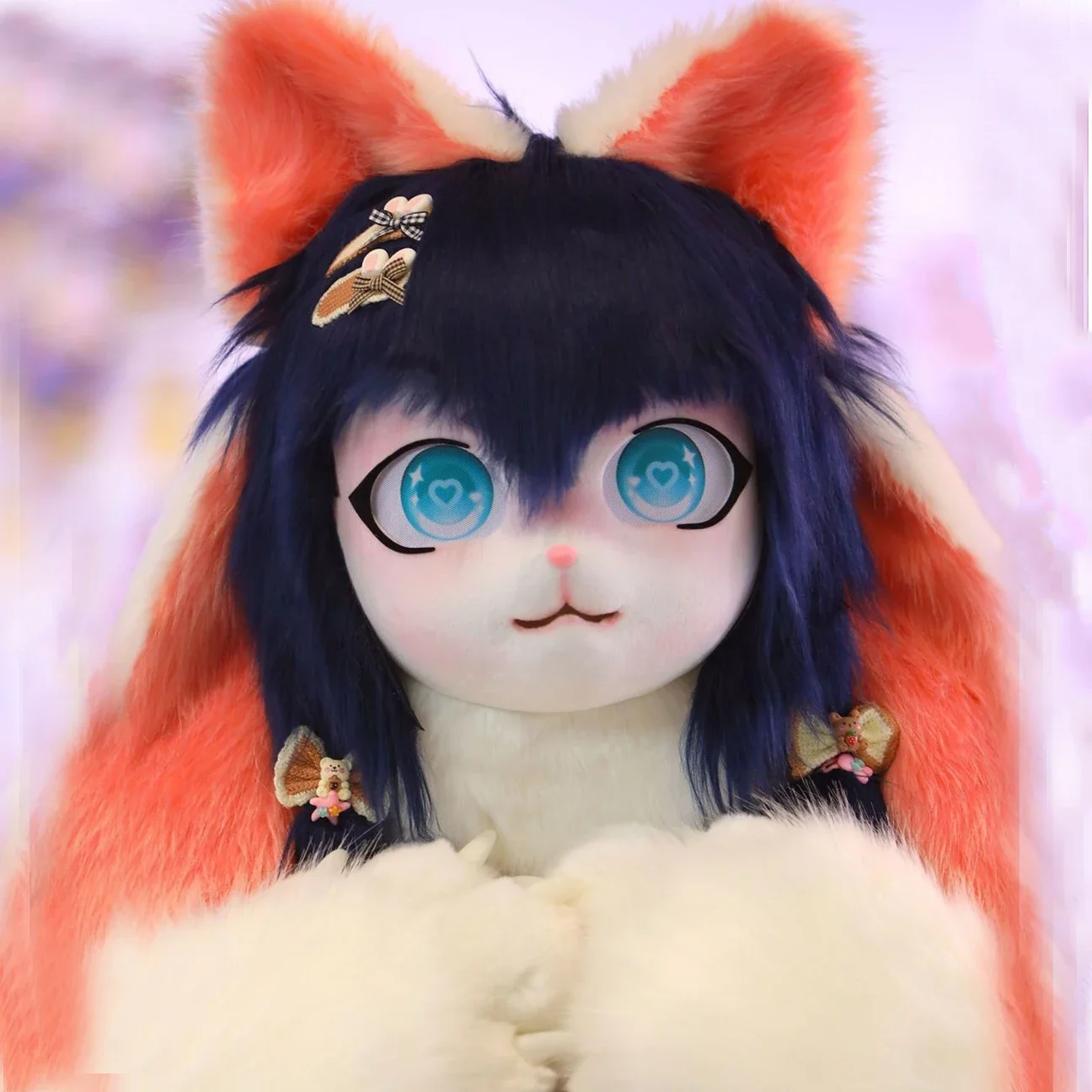 Sweet Lolita Lop Ear Rabbit Fursuit Head Base Furry Cosplay Costume, Kigurumi Fursuit Mask, Kig Paws Animal fur s