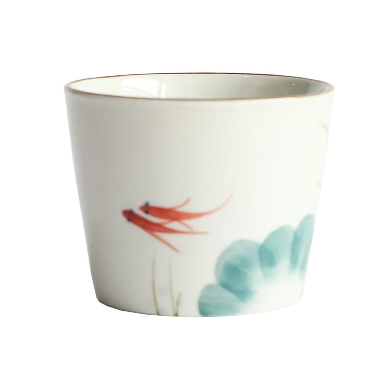 Japanese Ceramic Water Glass Tableware Hand-Painted Flower Straight Mouth Tea Cup Household Coffee Mug Kitchen Drinking Utensils